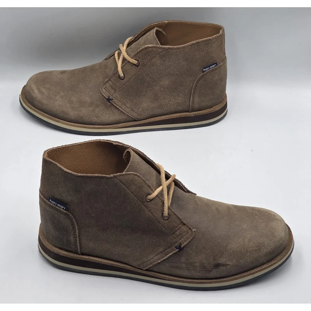 Hari Mari  Mens Adobe Brown Waxed Suede  Chukka Desert Boots Size 9US Euro 42